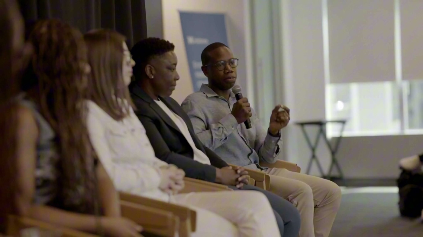 Tyrone Ross speaking on a panel at New York Tech Week