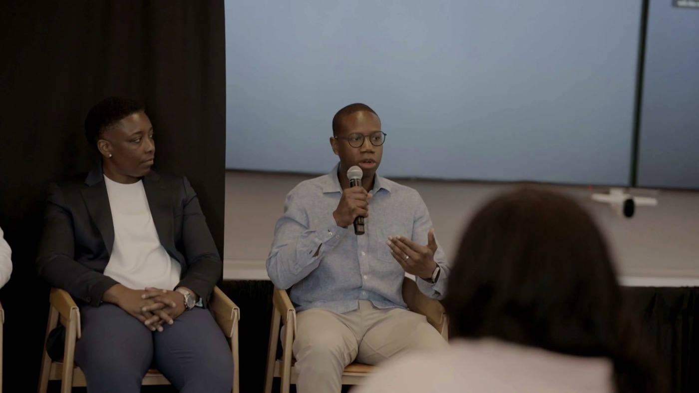 Tyrone Ross speaking on a panel at New York Tech Week